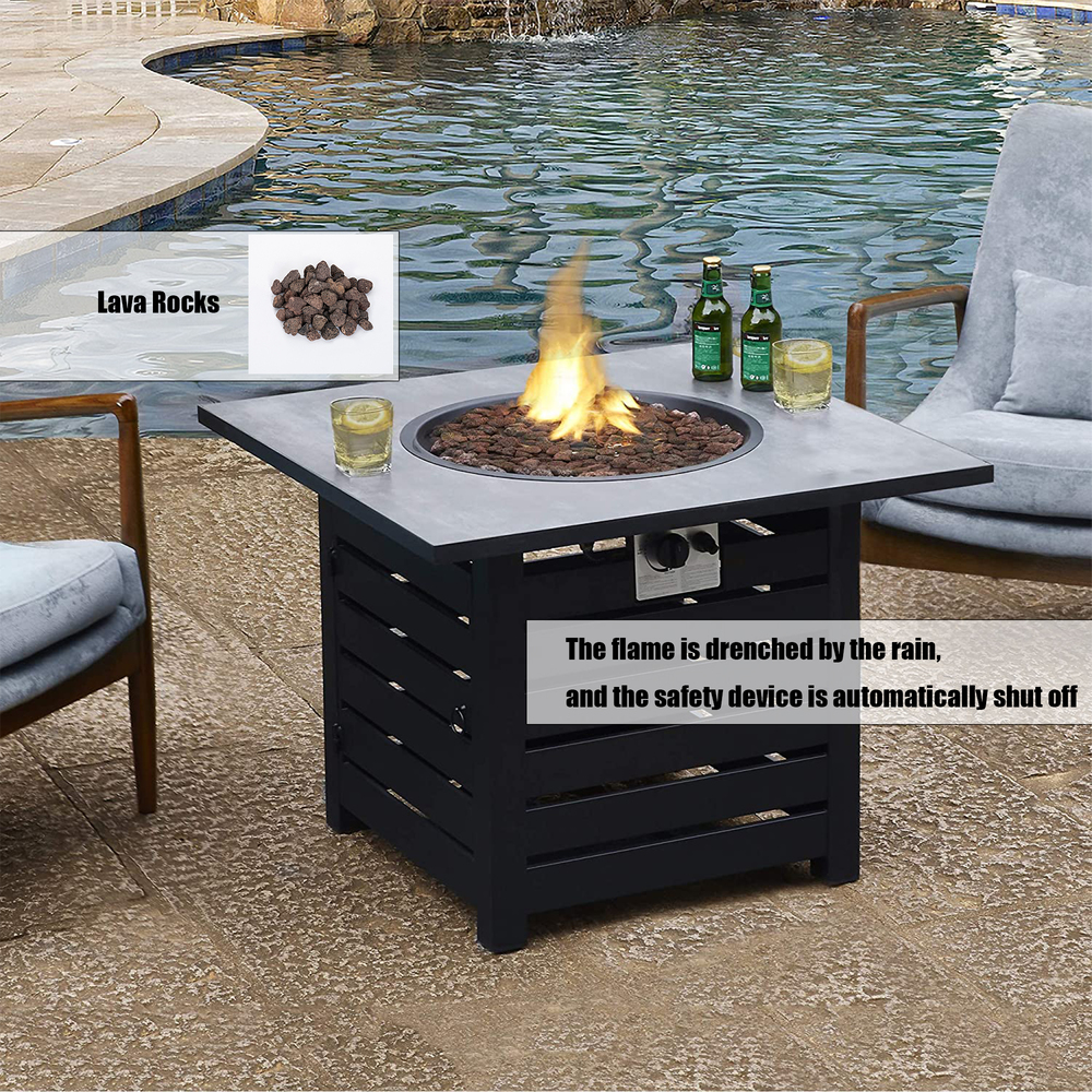 Mondawe 5-Piece/3-Piece HDPE Adirondack Chairs with Cup Holder and Umbrella Hole Outdoor Set and 32-inch Square Fire Pit Table