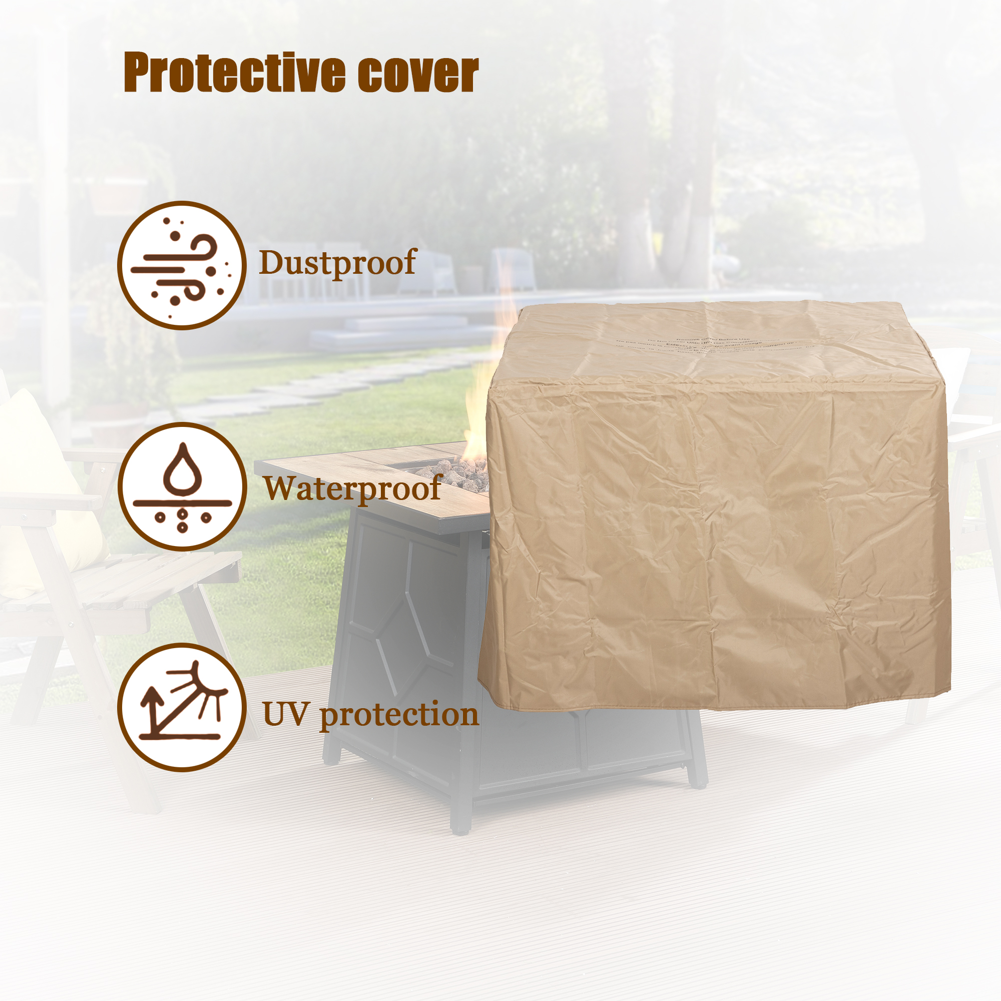 5-Piece HDPE Adirondack Chairs Conversation Set with Outdoor 28-inch Square Fire Pit Table