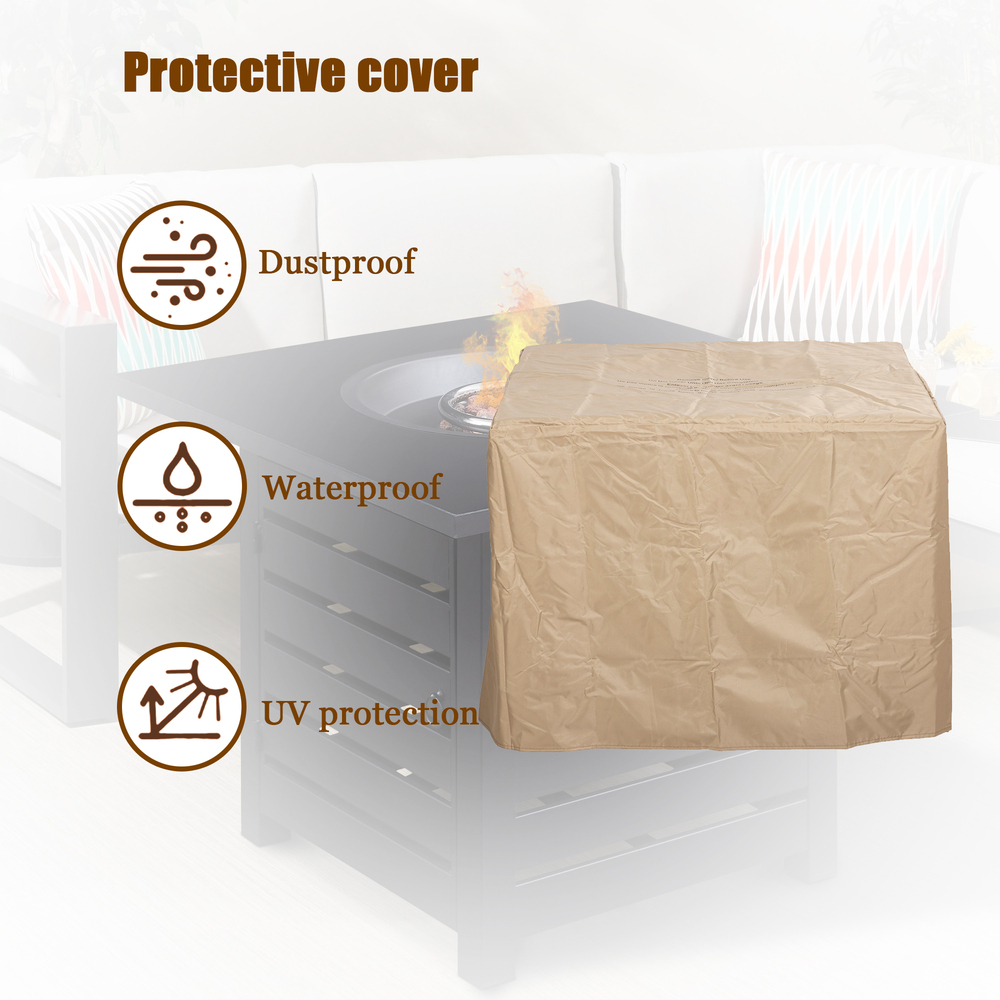 Mondawe 5-Piece/3-Piece HDPE Adirondack Chairs with Cup Holder and Umbrella Hole Outdoor Set and 32-inch Square Fire Pit Table