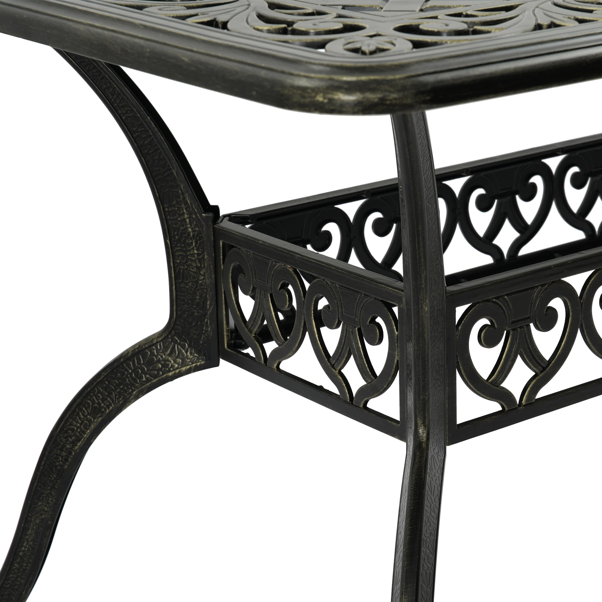 59. in Cast Aluminum Patio Rectangular Dining Table with Umbrella Hole
