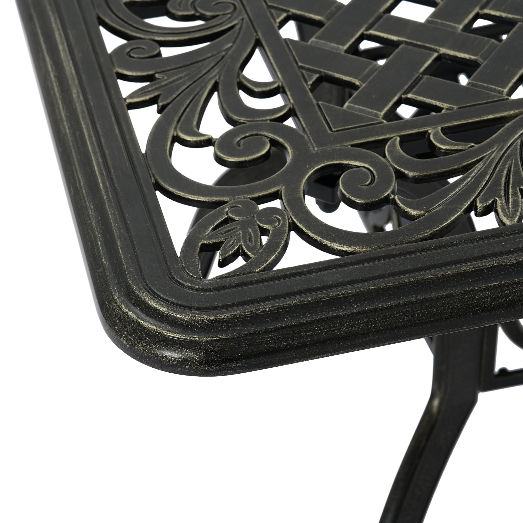 59. in Cast Aluminum Patio Rectangular Dining Table with Umbrella Hole