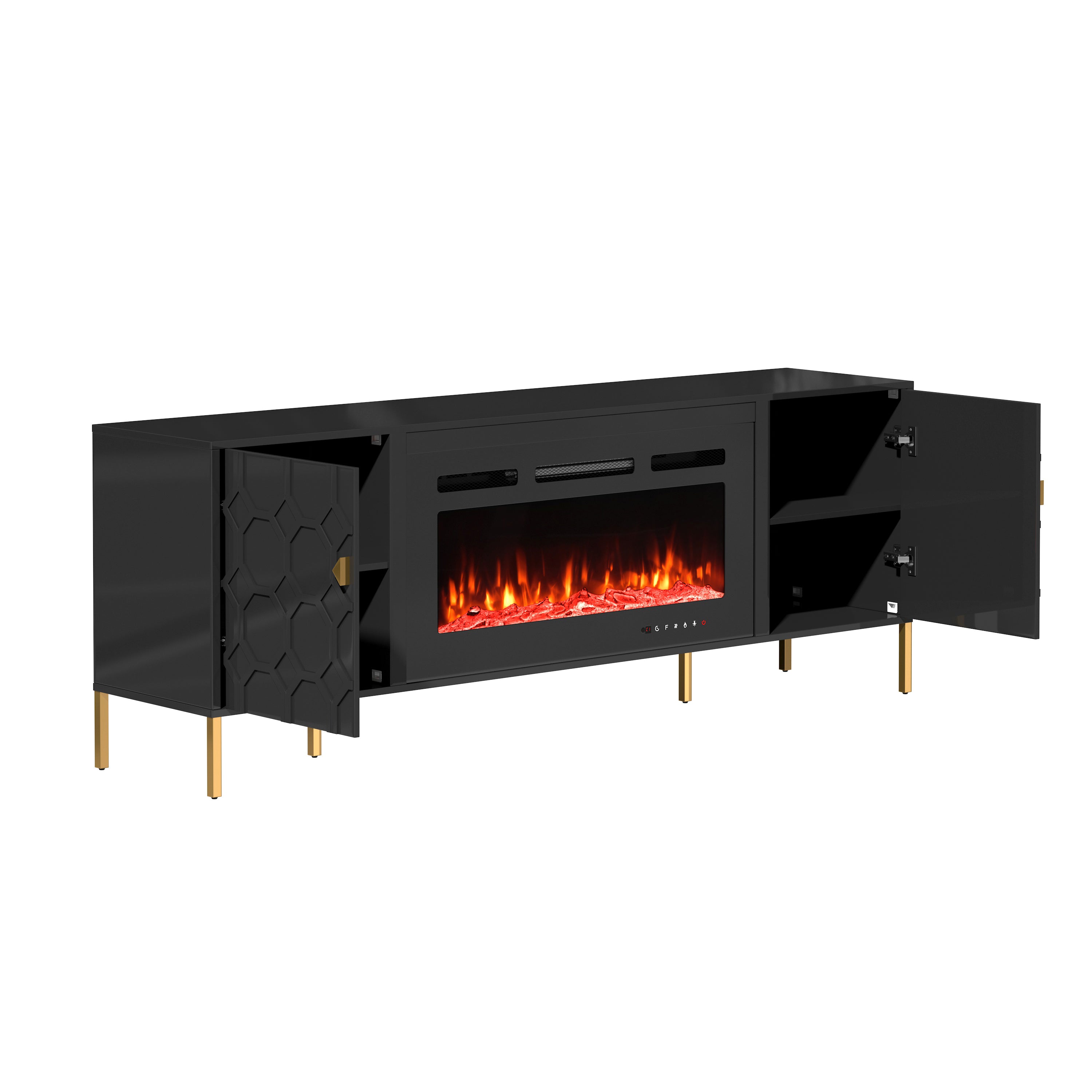 70.08'' Wide Storage Cabinet with Electric Fireplace