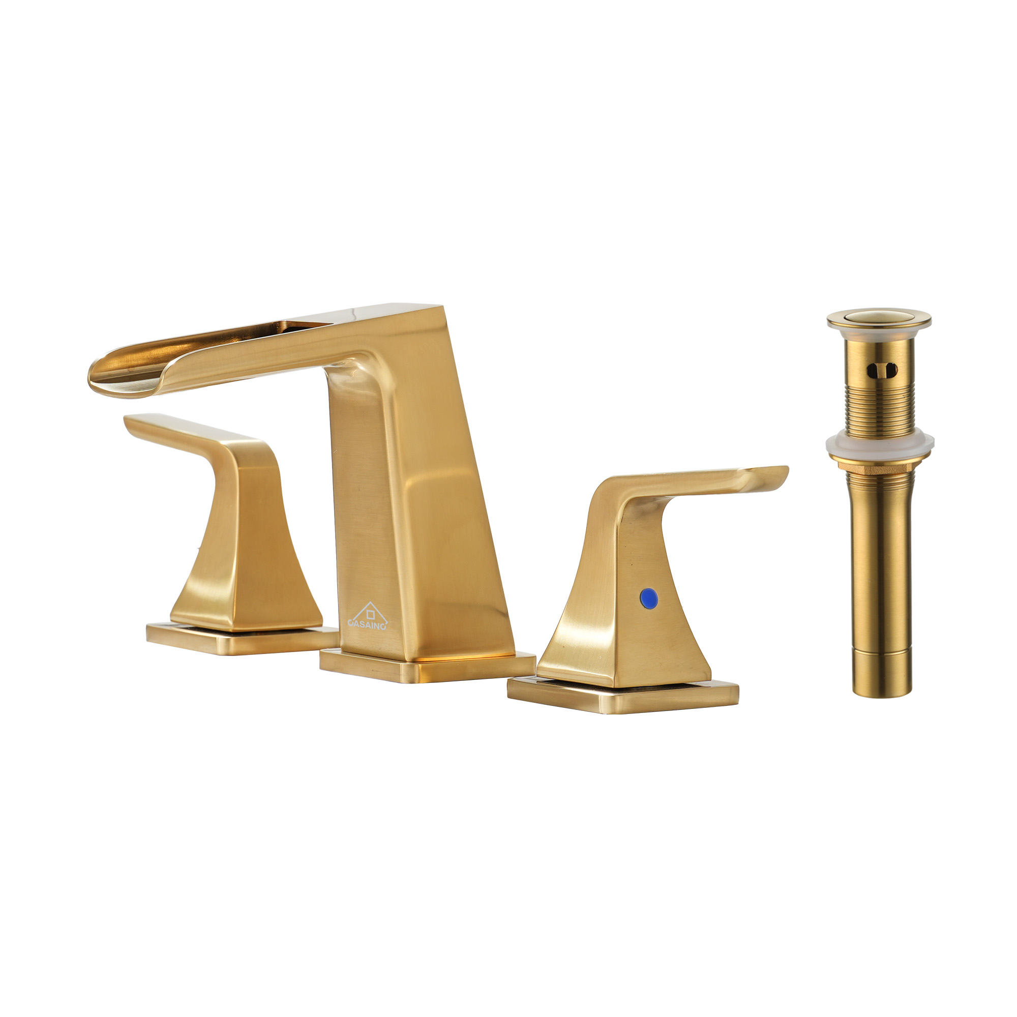 8 in. Widespread 2-Handle Waterfall Spout Bathroom Faucet with Pop-Up Drain Kit in Brushed Nickel/Brushed Gold/Matte Black