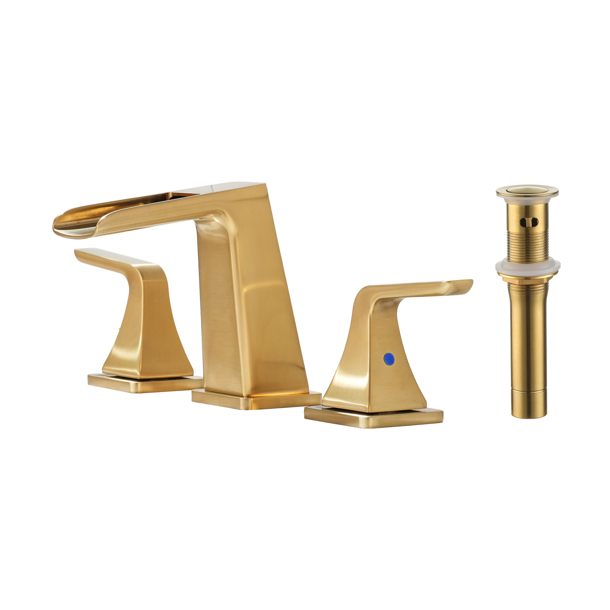 8 in. Widespread 2-Handle Waterfall Spout Bathroom Faucet with Pop-Up Drain Kit in Brushed Nickel/Brushed Gold/Matte Black