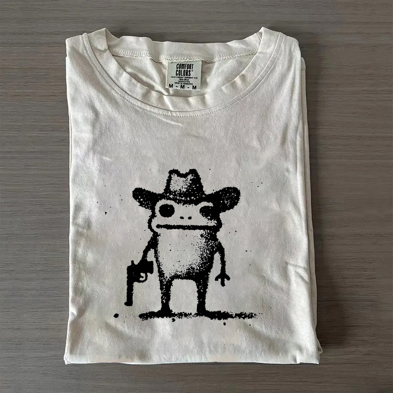 Weird Frog Cowboy Toad Western Revolver T-shirt