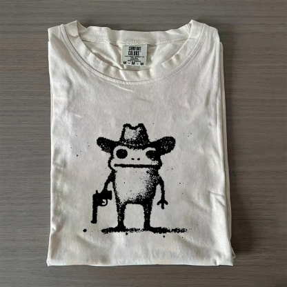 Weird Frog Cowboy Toad Western Revolver T-shirt