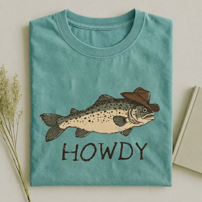 HOWDY Fish Western Style T-Shirt