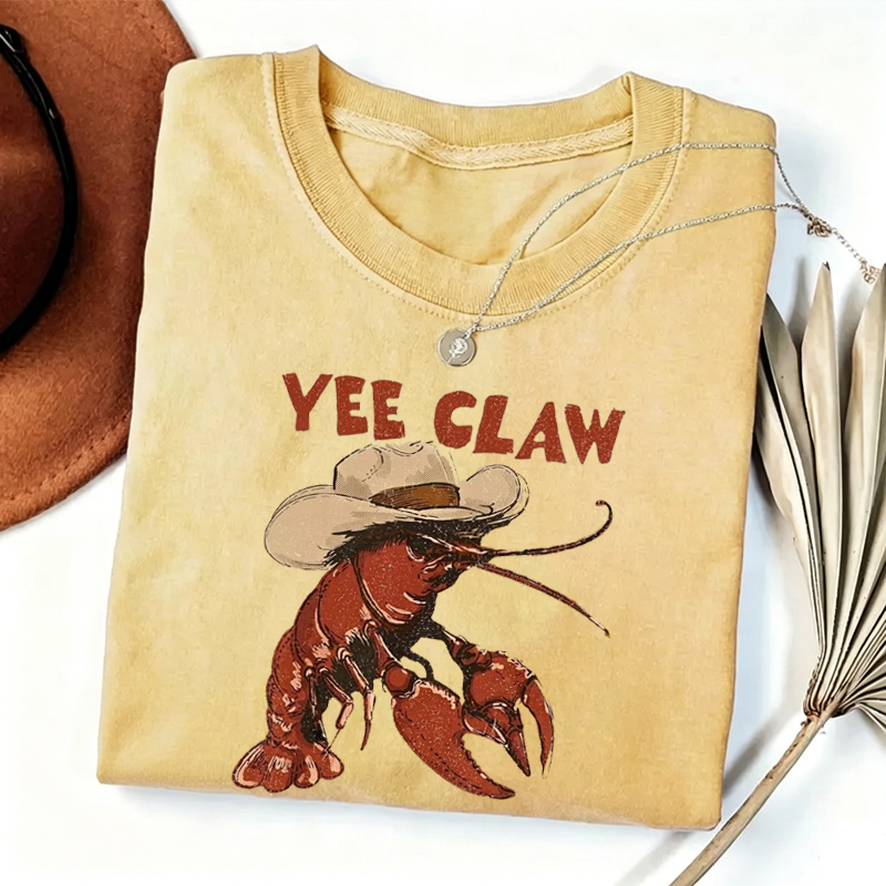 Lobster Cowboy Trendy Yee Claw Funny Western T-Shirt