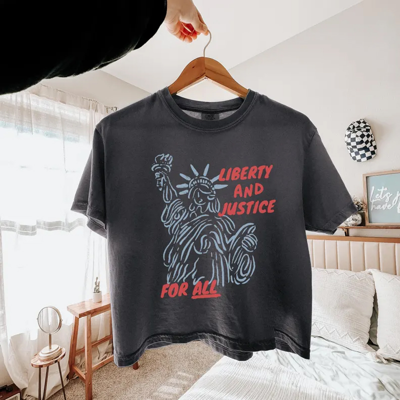 Liberty And Justice For All 4th Of July Boxy T-Shirt