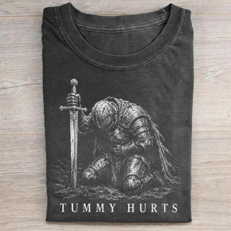 Tummy Hurts Knight Funny Dark Fantasy T-shirt