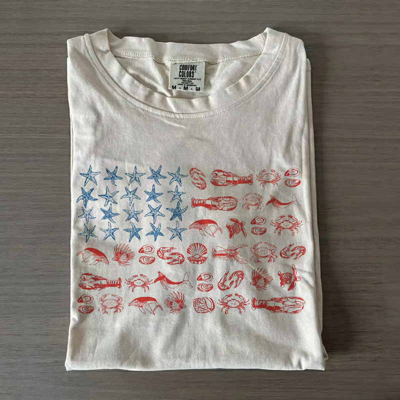 Seashell USA Flag 4th of July T-Shirt
