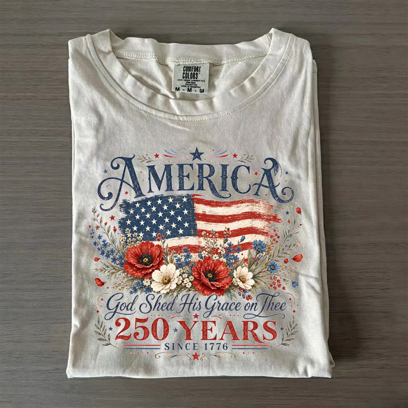America 250 Years Flag & Poppies T-Shirt