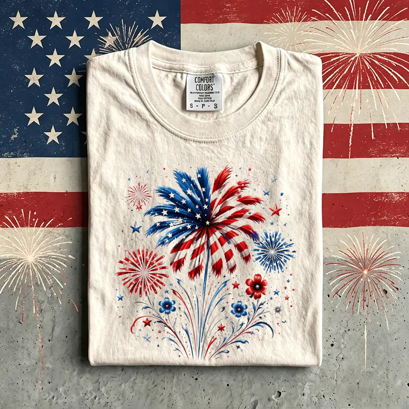 250 Years Patriotic Floral Fireworks T-Shirt