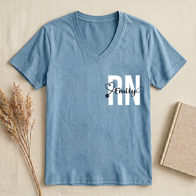Custom Registered Nurse V-Neck Shirt
