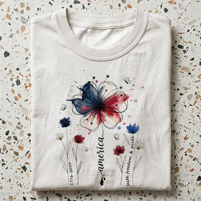 USA 250th Anniversary Floral T-Shirt