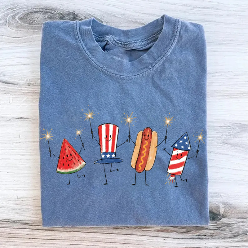  Patriotic Doodle Cute Fourth of July T-Shirt