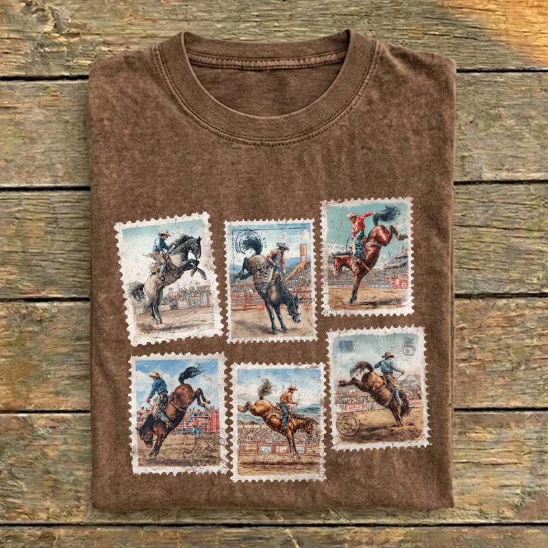 Vintage Rodeo Stamp Bucking Horse T-Shirt