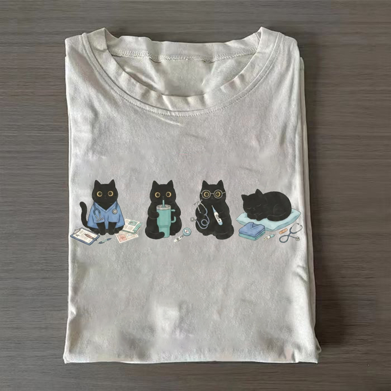 Black Cat Nurse T-Shirt