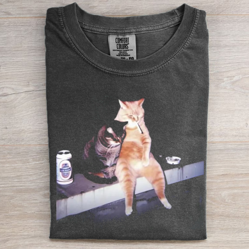 Vintage Cat Smoking T-shirt