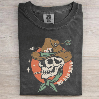 No Bad Days Funny Cowboy Skeleton Smoking T-Shirt
