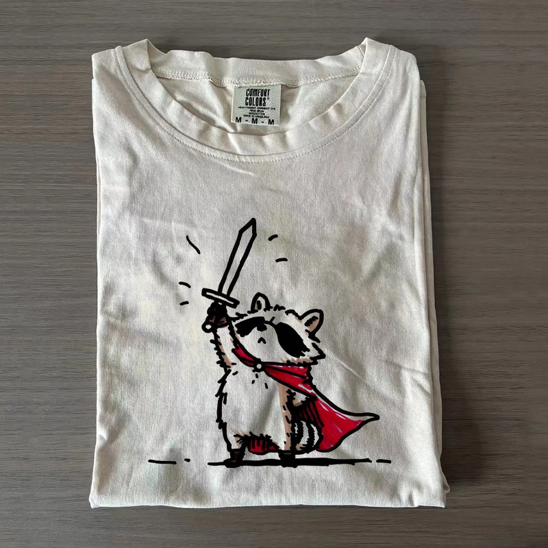 Funny Raccoon Knight Sword T-shirt