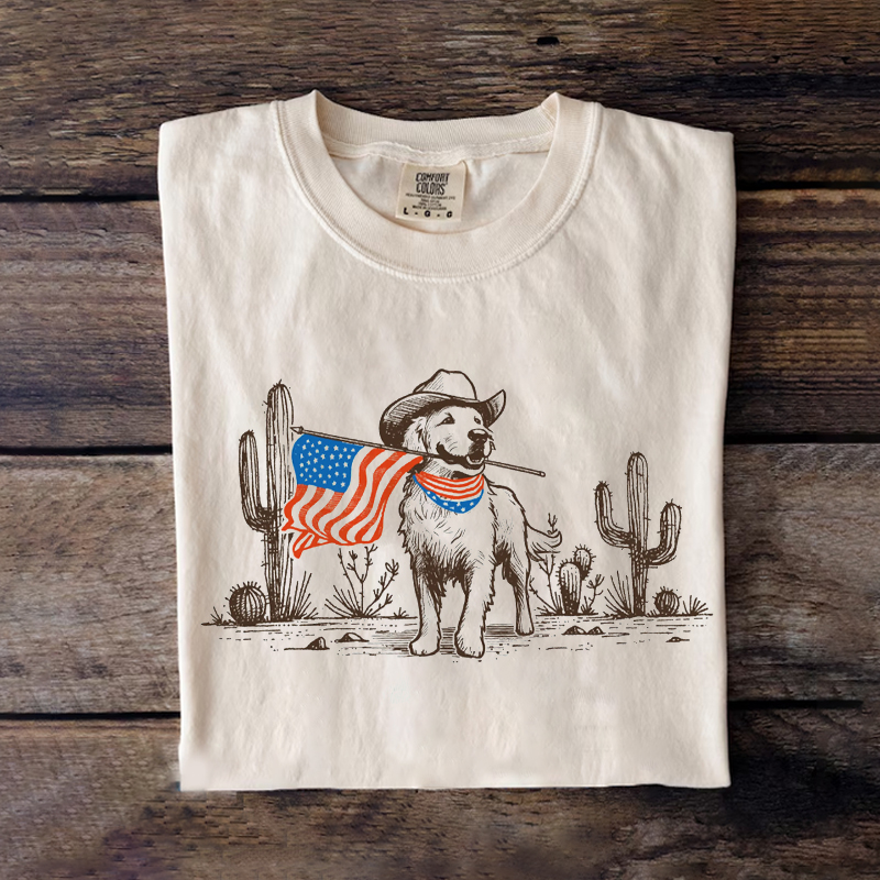 Dog American Flag 4th of July T-shirt