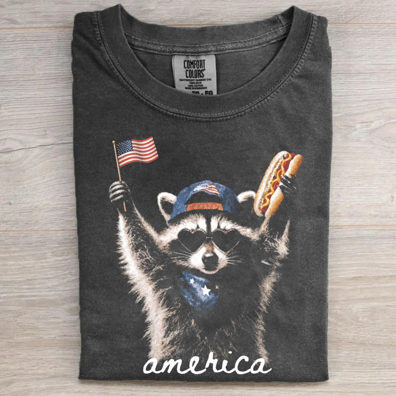 Feral & Free Racoon 4th of July T-Shirt