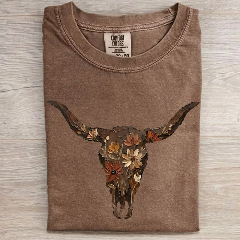 Boho Cow Skull Western Graphic T-Shirt