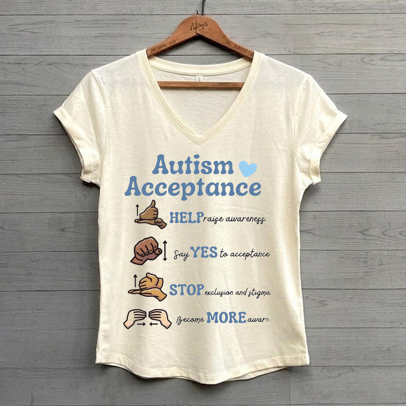 Autism Acceptance SPED Teacher Autism Support V-neck Shirt