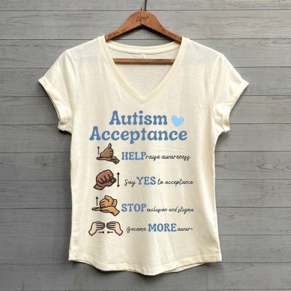 Autism Acceptance SPED Teacher Autism Support V-neck Shirt