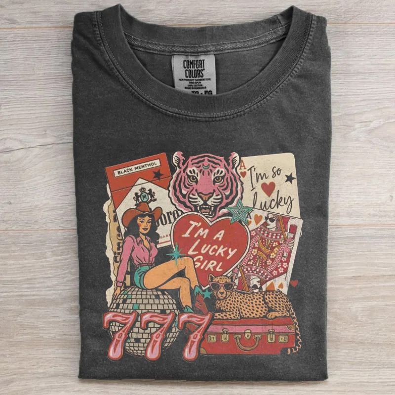 I'm A Lucky Girl Vintage Cowgirl T-Shirt