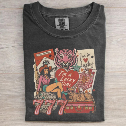 I'm A Lucky Girl Vintage Cowgirl T-Shirt