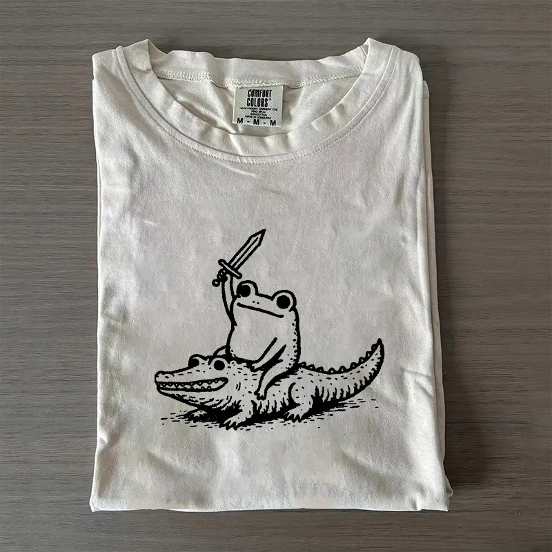 Funny Alligator Sword Knight Frog T-shirt