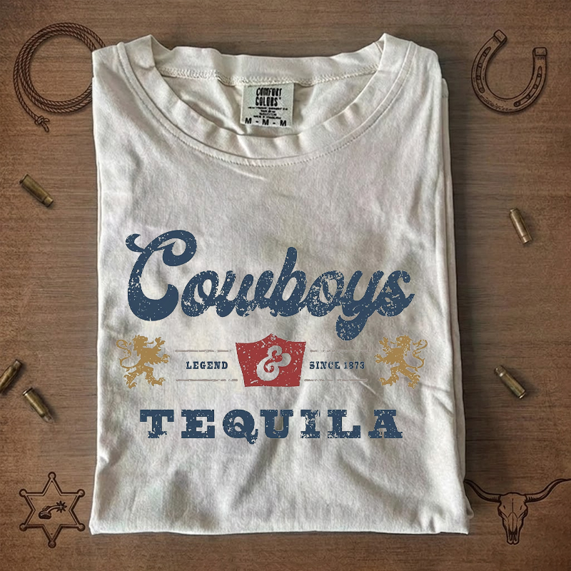 Cowboys & Tequila Graphic Vintage Western T-Shirt