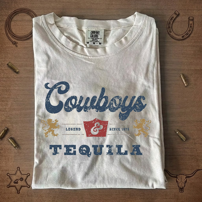 Cowboys & Tequila Graphic Vintage Western T-Shirt