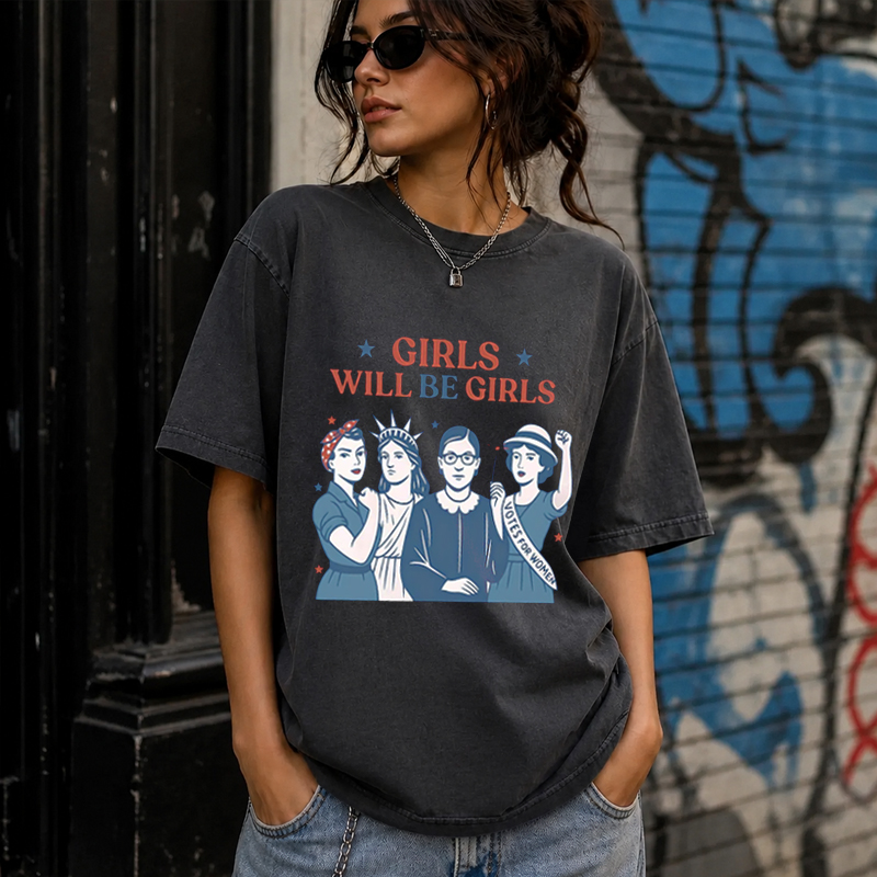 Girls Will be Girls Patriotic T-Shirt