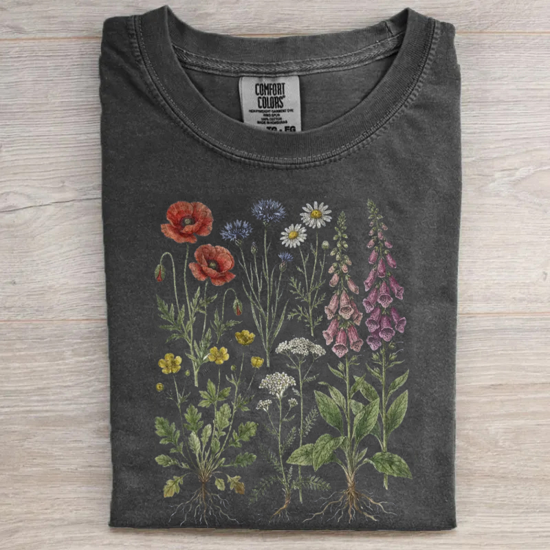 Vintage Wildflower Botanical Garden Flower T-Shirt