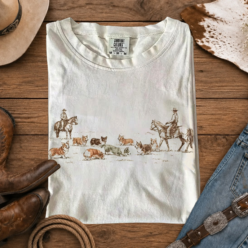 Western Corgi Roundup T-Shirt
