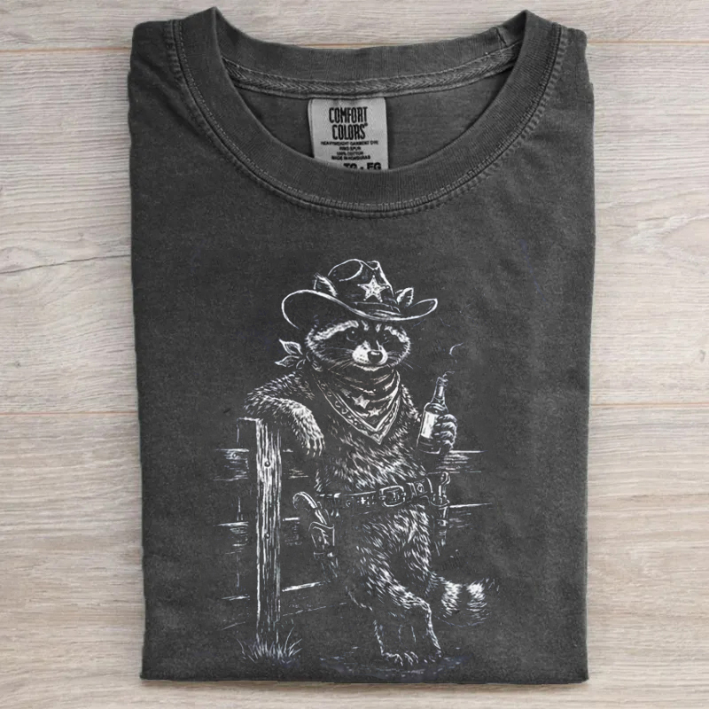 Cowboy Raccoon Vintage Western Animal T-Shirt