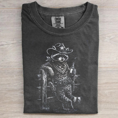 Cowboy Raccoon Vintage Western Animal T-Shirt