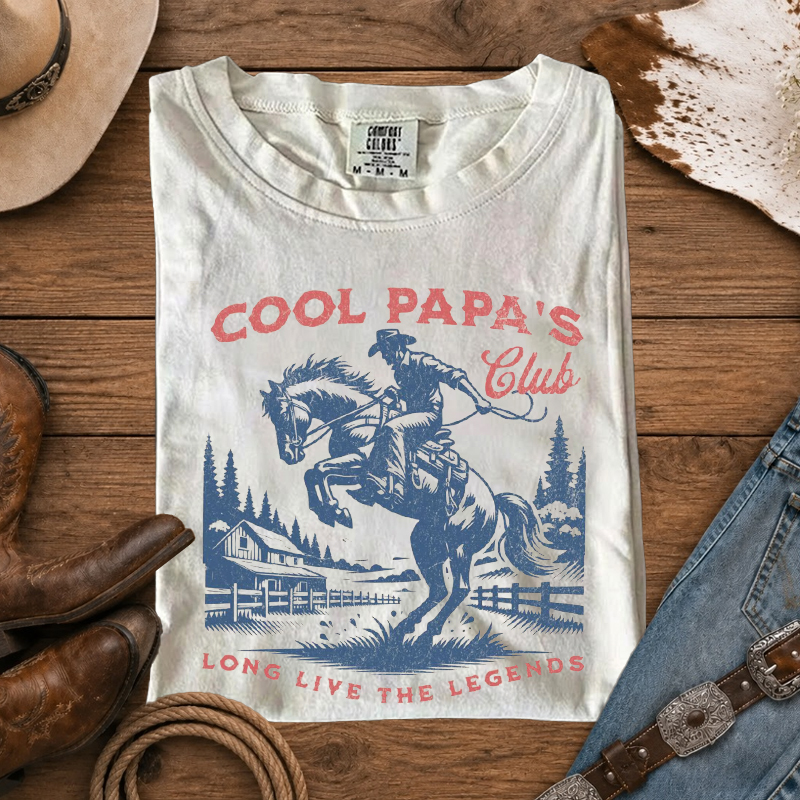 Cool Papa's Club Retro Cowboy Papa T-Shirt