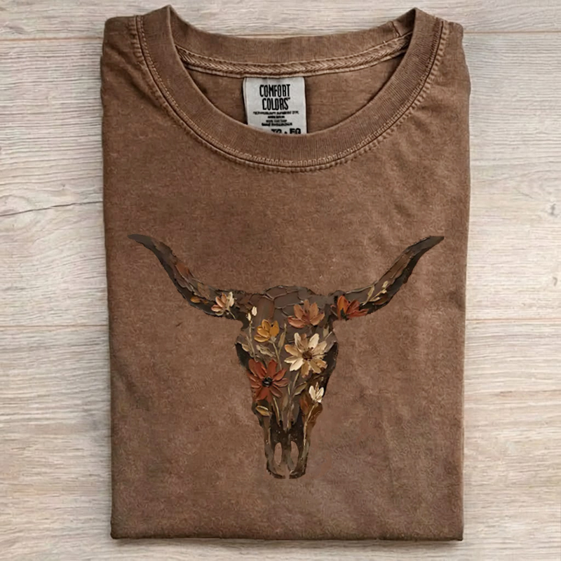 Boho Cow Skull Western Graphic T-Shirt
