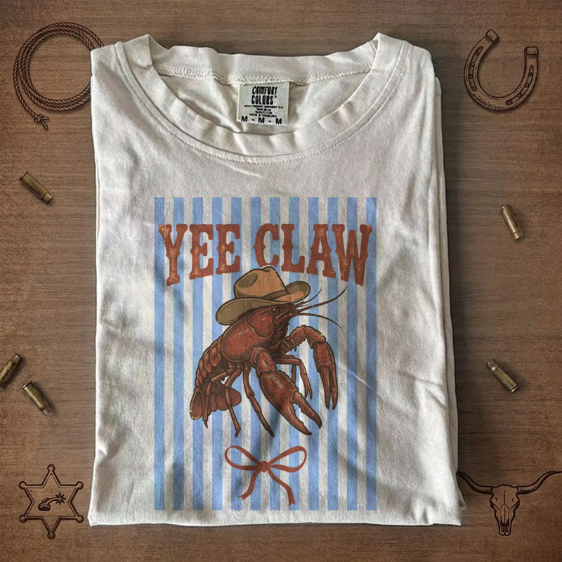 Lobster Cowboy Yee Claw Funny Western Beach T-Shirt