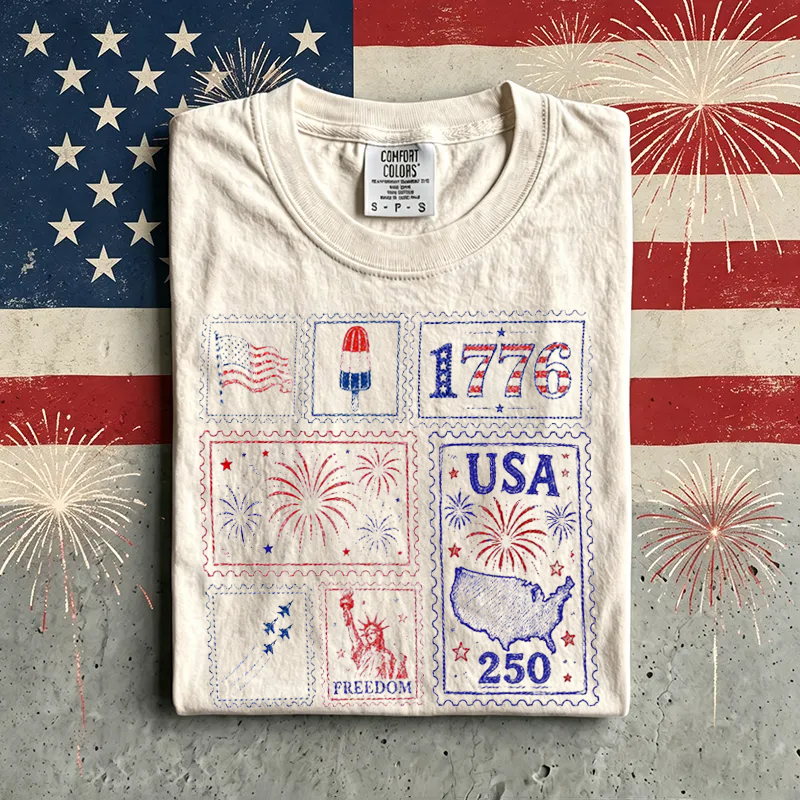  Patriotic Stamp USA 250 Vintage America T-Shirt