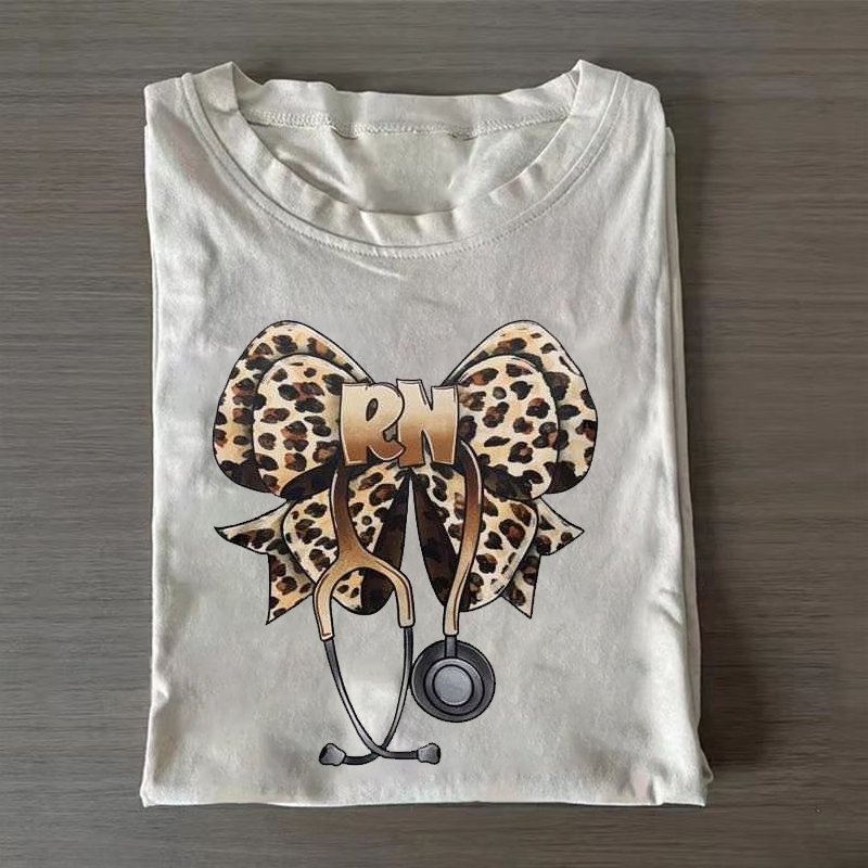 Cheetah RN Bow Nurse T-Shirt