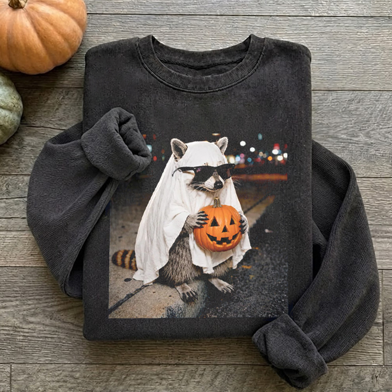 Ghost Raccoon Halloween Sweatshirt