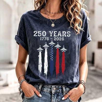 USA 250 Years Patriotic Jet Fighter T-Shirt