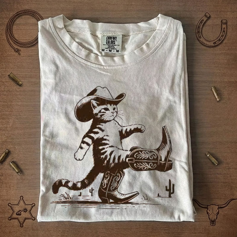 Western Cat Funny Cowboy Kitty T-Shirt