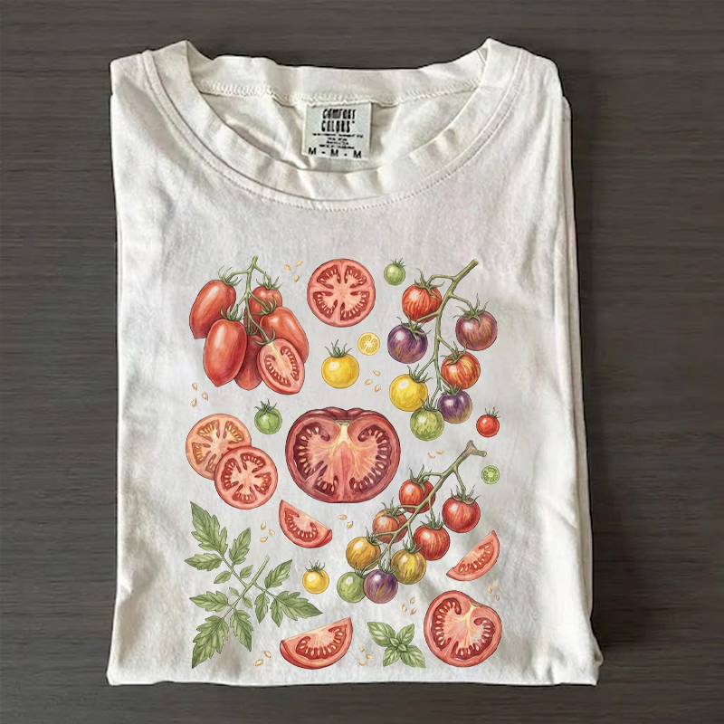 Vintage Tomato 90s Summer Vegetable Garden Nature T-Shirt