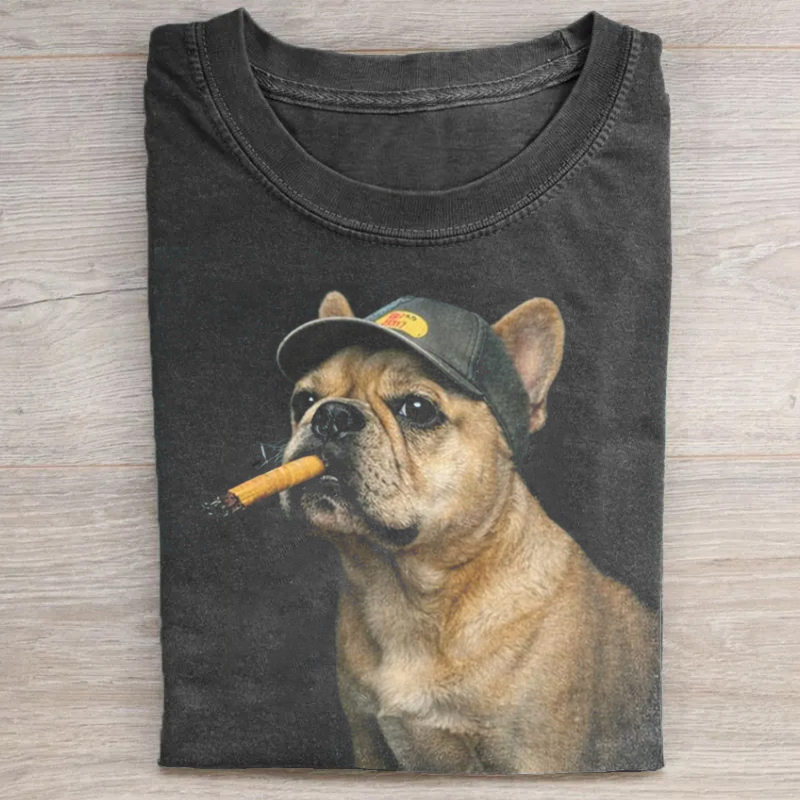 Funny French Bulldog Smoking T-shirt